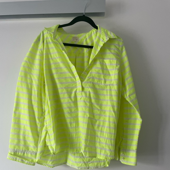 Striped 1/2 button up with pocket. J Crew. Worn once - Picture 1 of 3